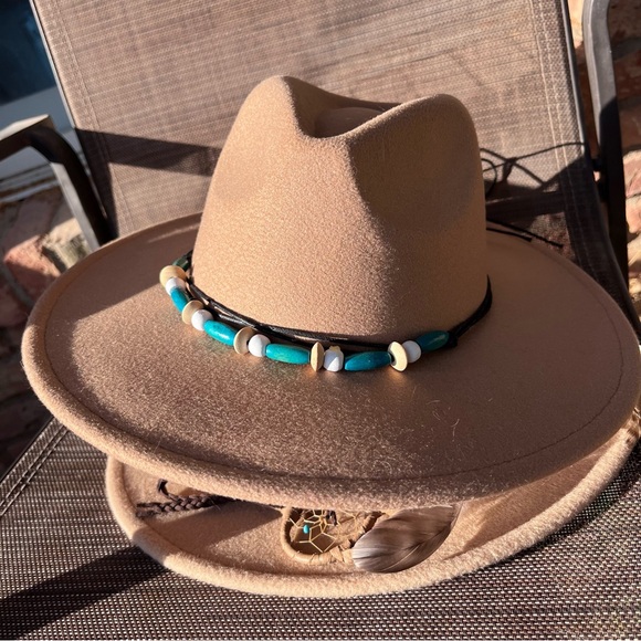 Faux Felt Wool like Beige & Tan Felt Panama Rancher Western Hat in 2 colors NWT - Picture 2 of 5